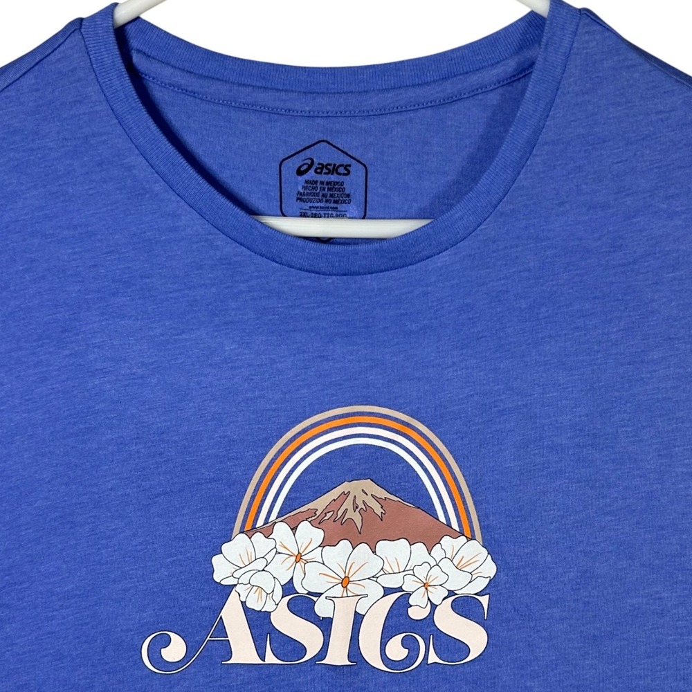 ASICS XXL Sleeveless Tank Top Blue Athletic Graphic‎ Rainbow Mountain Adventure